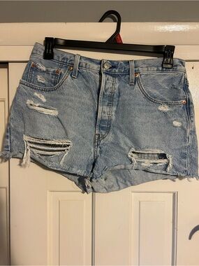 Levi's Light Wash Distressed Denim Cutoff Shorts